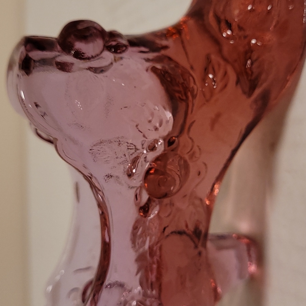 Vintage Fenton Pink Glass Shoe with Embossed Rose Design - Picture 13 of 16